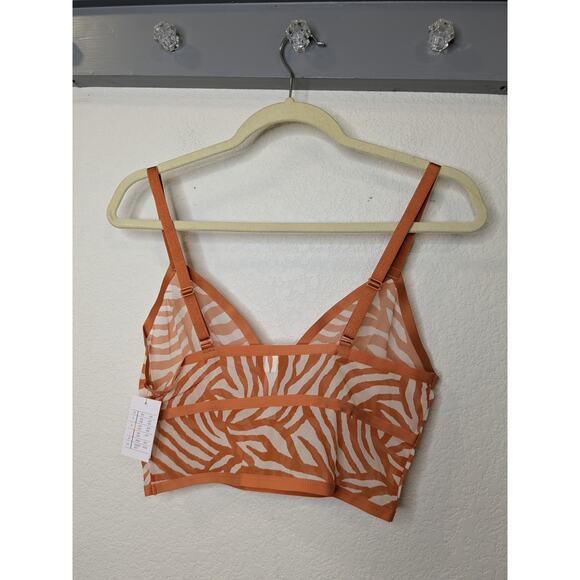 Auden Unlined Long Line Bralette Burnt Orange Zebra Print Womens Size Large - Picture 3 of 11